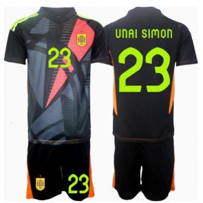 Spanien Unai Simon #23 Målvakt Borta Kläder Barn EM 2024 Kortärmad (+ Korta byxor)